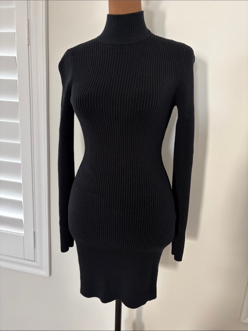 Abercrombie & Fitch Black Ribbed Turtleneck Bodycon Dress